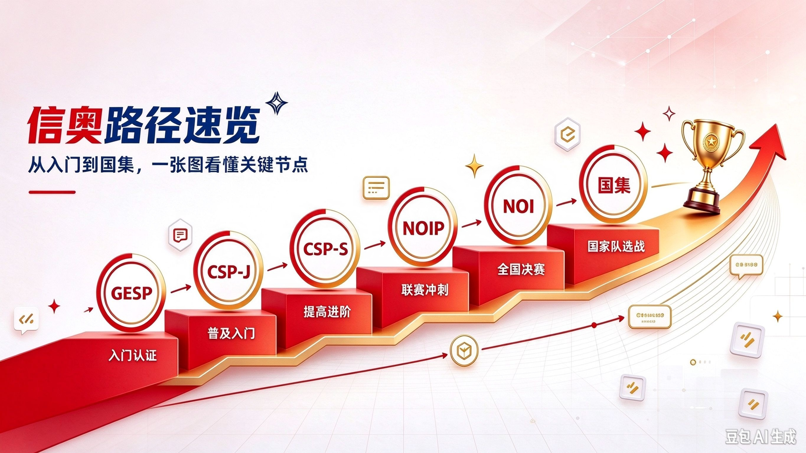 一文读懂信息学奥林匹克竞赛｜GESP、CSP、NOI、IOI 完整科普封面