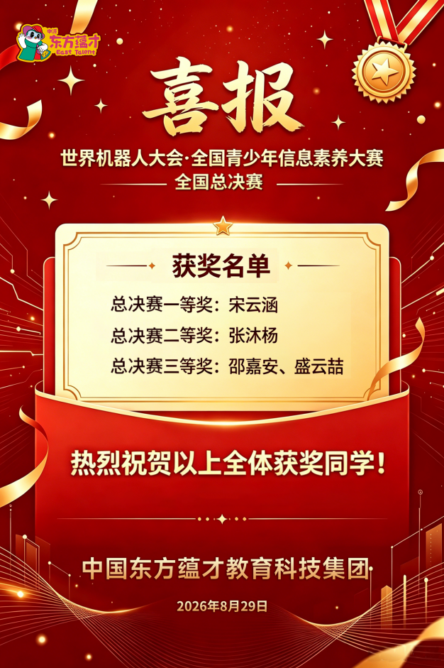 喜报:祝贺宋云涵、张沐杨、邵嘉安、盛云喆4位同学在”全国青少年信息素养大赛全国总决赛“中获奖封面